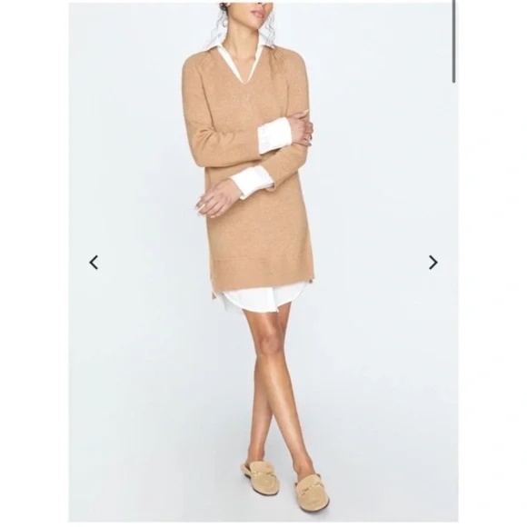 Brochu Walker The Looker Layered V-Neck Dress camel M - Picture 1 of 9